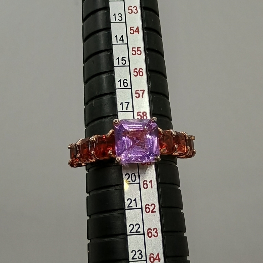 Gold Plated Purple and Red Gemstone Ring Size 9